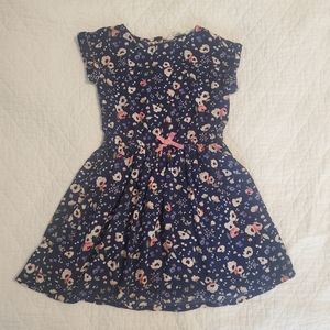 Navy Blue Floral Dress (Size 4-5 yrs)
